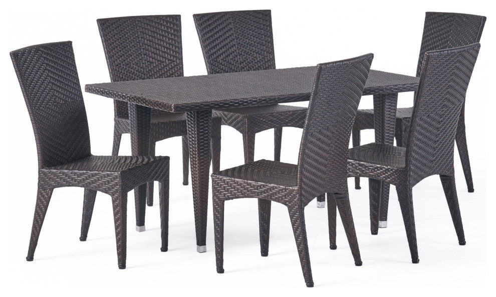 GDF Studio 7-Piece Brooklyn Outdoor Wicker Dining Set