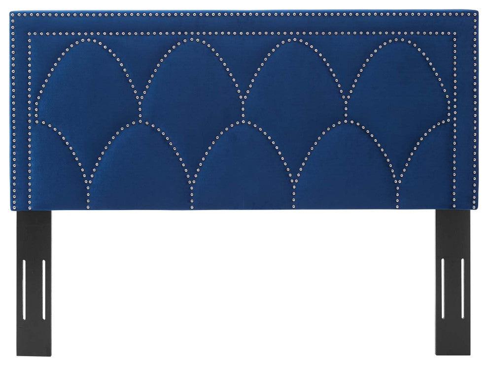 Headboard, Full Queen Size, Velvet, Blue Navy, Modern Contemporary, Bedroom