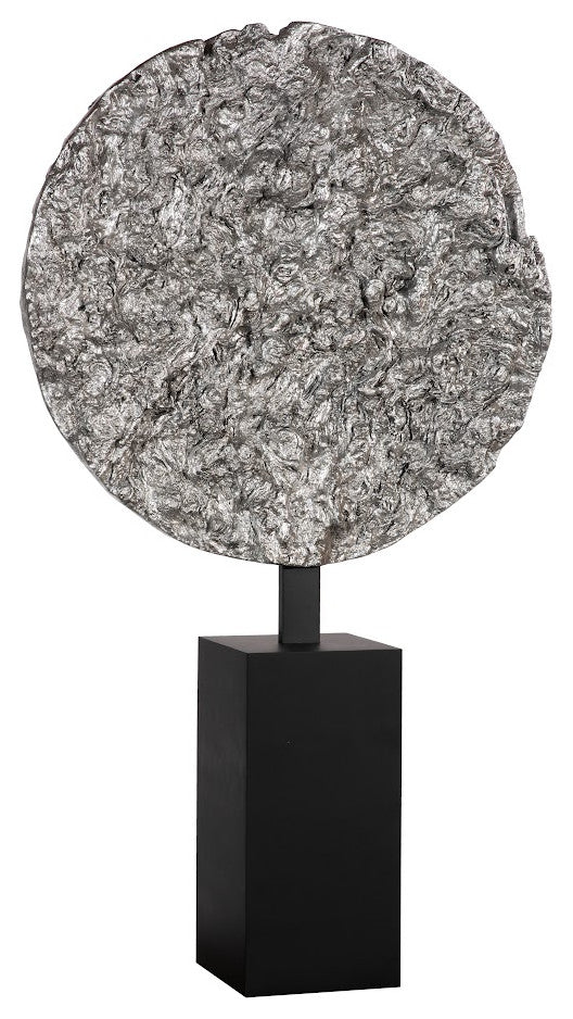 Cast Colossal Root On Stand Sculpture, Silver Leaf