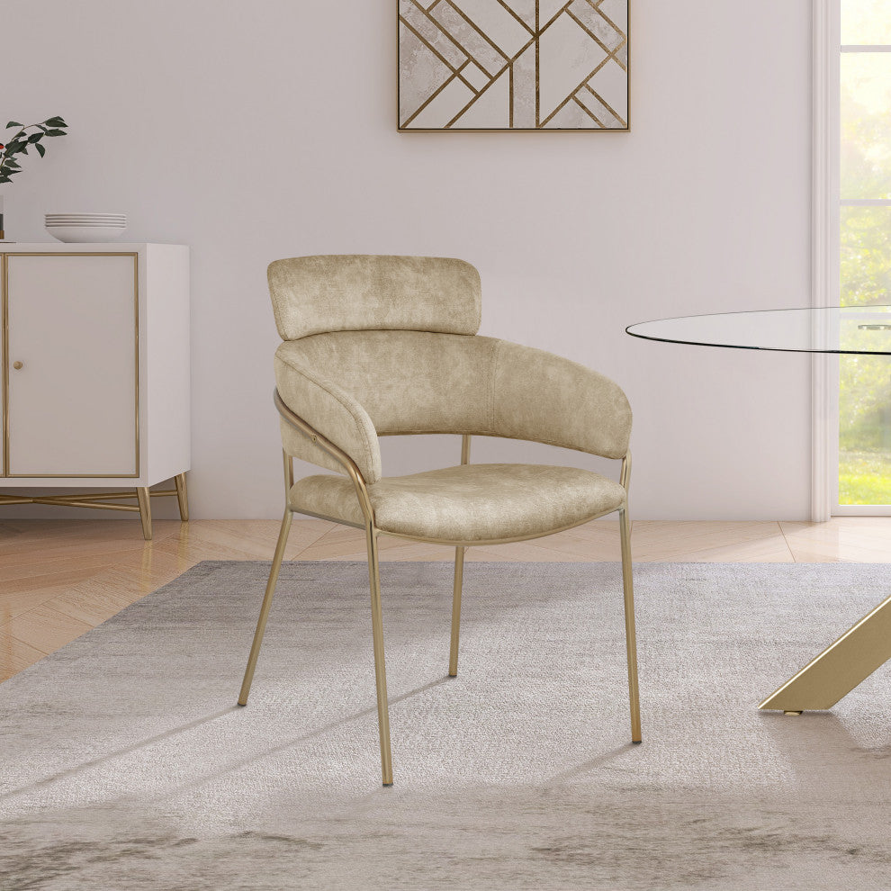 Yara Upholstered Dining Chair (Set of 2), Beige, Velvet