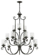 Hinkley Casa Double Extra Large Three Tier, Olde Black With Clear Seedy Glass
