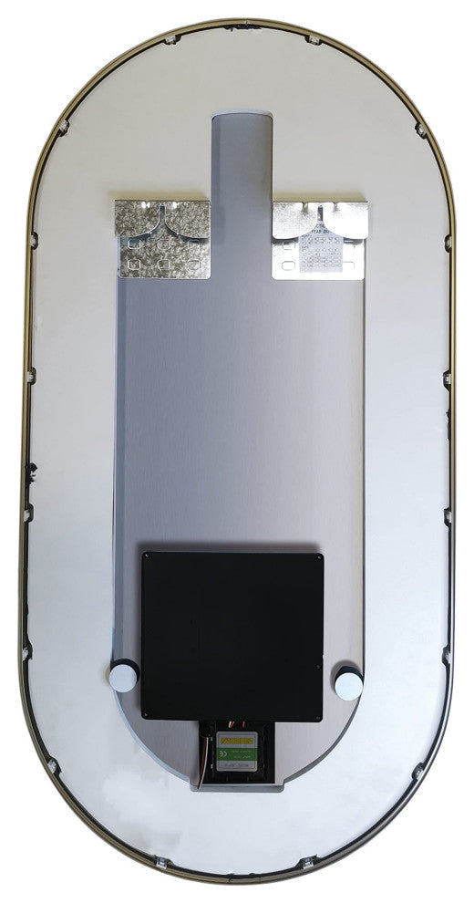 Large Lapping LED Lighted Bath Vanity Mirror, Gold, 18"x36"