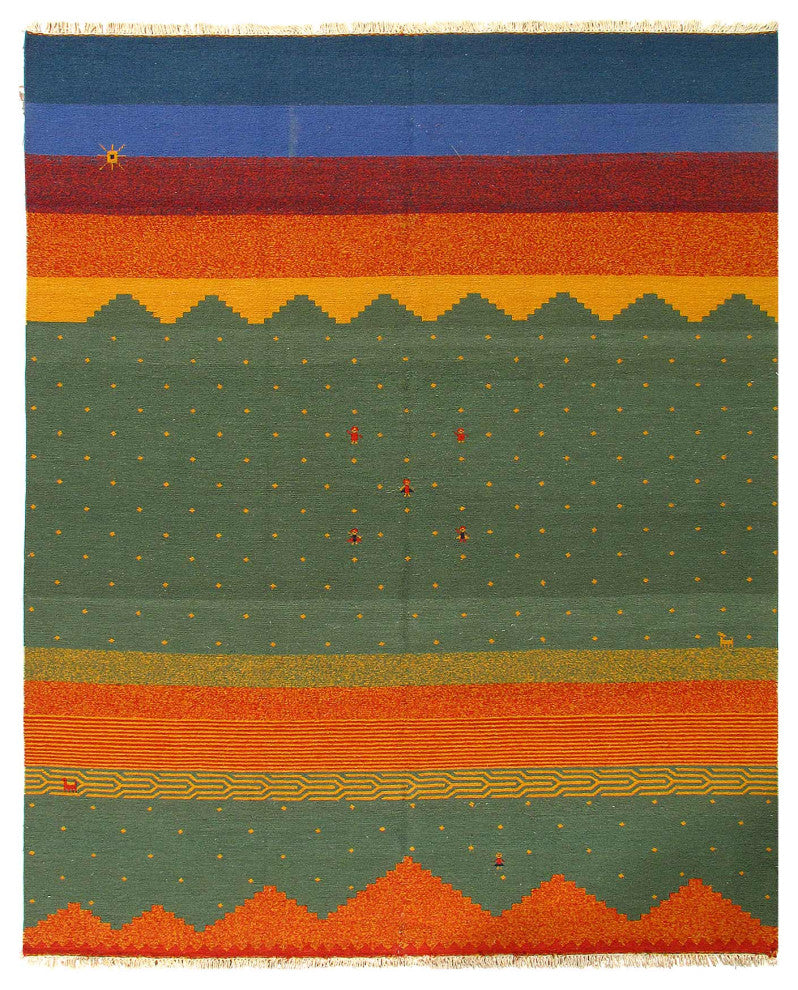 Sumac Design Green and Blue Sumac Gabbeh Design 8'x10'