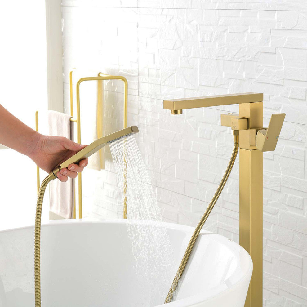 Givingtree Single Handle Floor Mounted Freestanding Tub Filler,Brushed Nickel, G