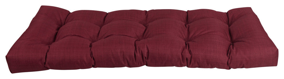 51"X19" Tufted Solid Outdoor Spun Polyester Loveseat Cushion, Merlot