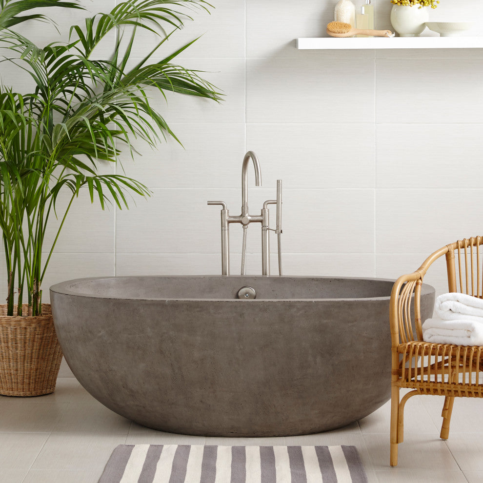 Avalon NativeStone Freestanding Soaking Tub, Ash, 62"