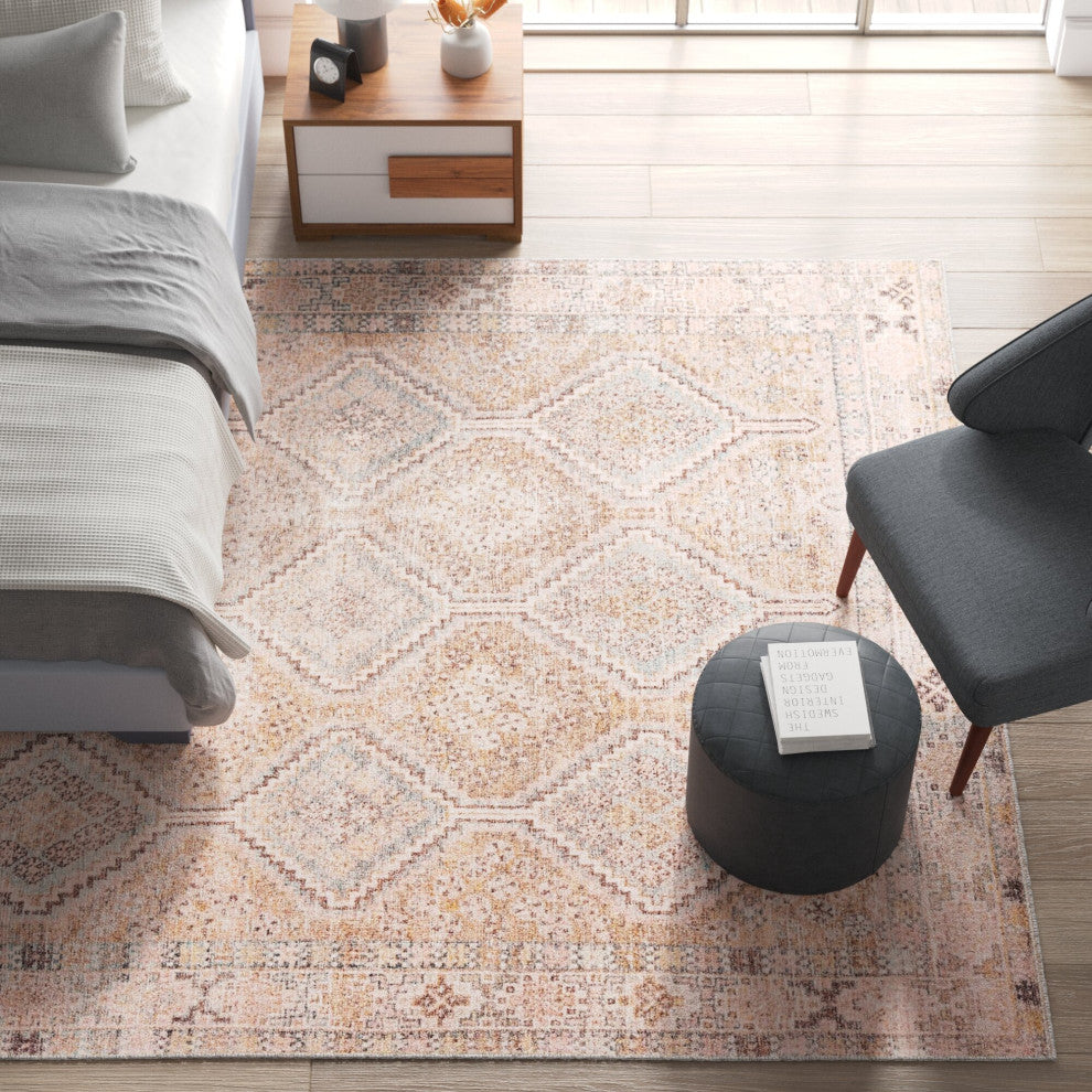 Machine Washable Jaipur Living Marquesa Trellis Light Pink/Blue Area Rug, 6'x9'