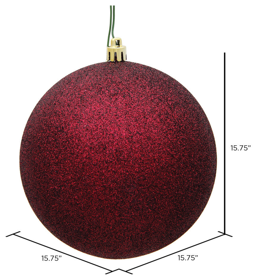 15.75" Burgundy Glitter Ball Drilled