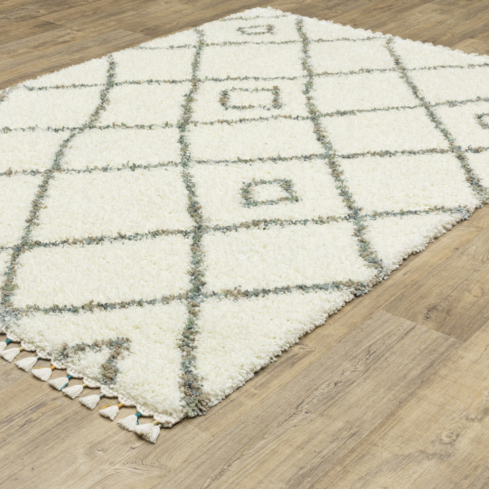 Aurora Diamond Ivory/Multi Indoor Area Rug, Ivory, 7'10" x 10'10"