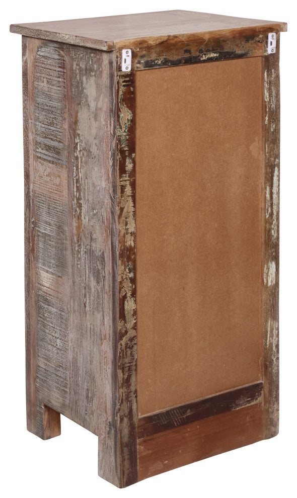 Willards Boho Handmade Reclaimed Wood 5 Drawer Chest, Multicolored and Natural