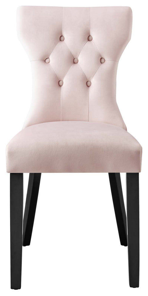 Side Dining Chair, Set of 2, Pink, Velvet, Modern, Cafe Bistro Hospitality