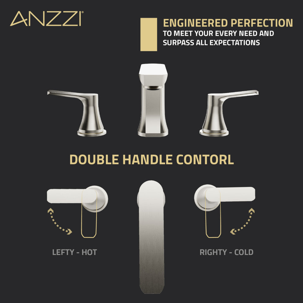 2-Handle 3-Hole Widespread Bathroom Faucet, Brushed Nickel