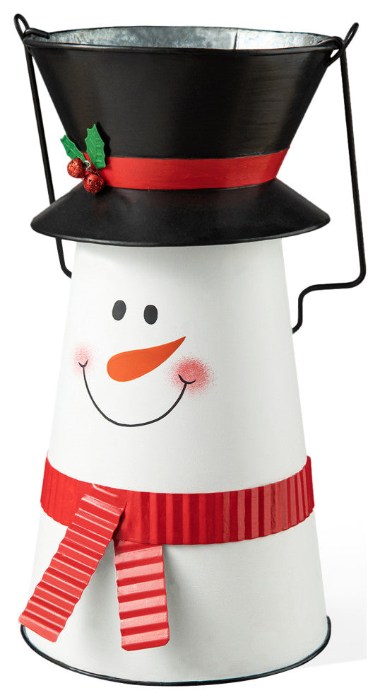 19.50"H Metal Snowman Decorative Bucket