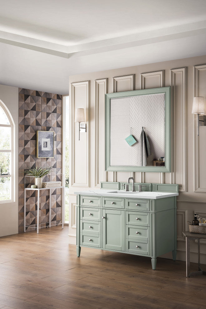 James Martin 650-V48-SGR-3ENC 48" Sage Green Single Vanity w/ 3 CM Quartz Top