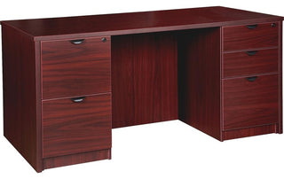 Lorell Prominence Laminate Desk Office Suite, Top, Mahogany, 60"x30"x29"