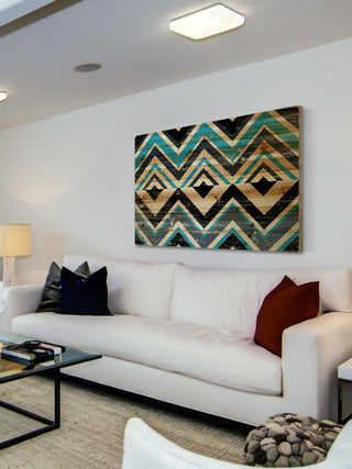 "Square Dimensions" Painting Print on Natural Pine Wood