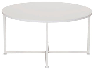 Jamestown Round Coffee Table Scandinavian White and White Metal