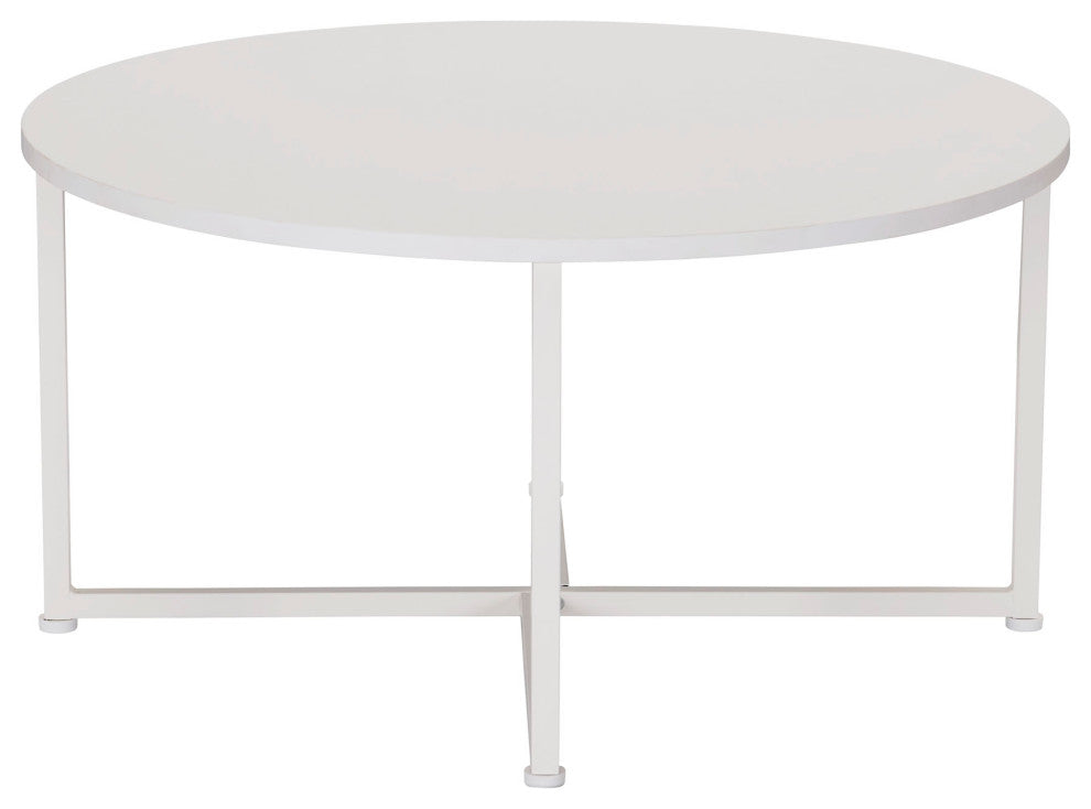 Jamestown Round Coffee Table Scandinavian White and White Metal