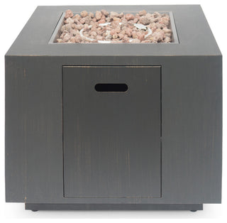 Jairo Outdoor 33" Square Fire Pit, Brushed Brown