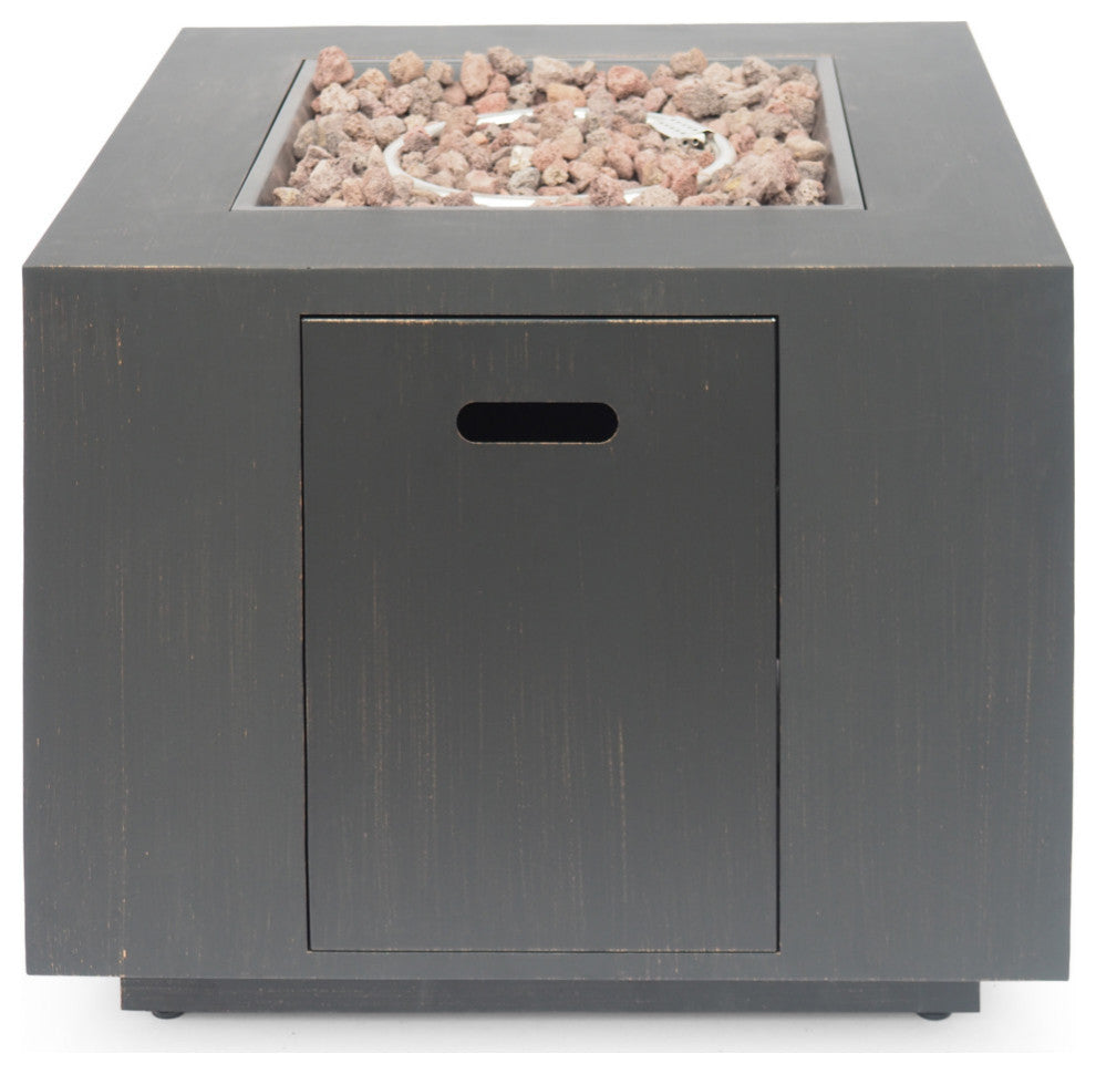 Jairo Outdoor 33" Square Fire Pit, Brushed Brown