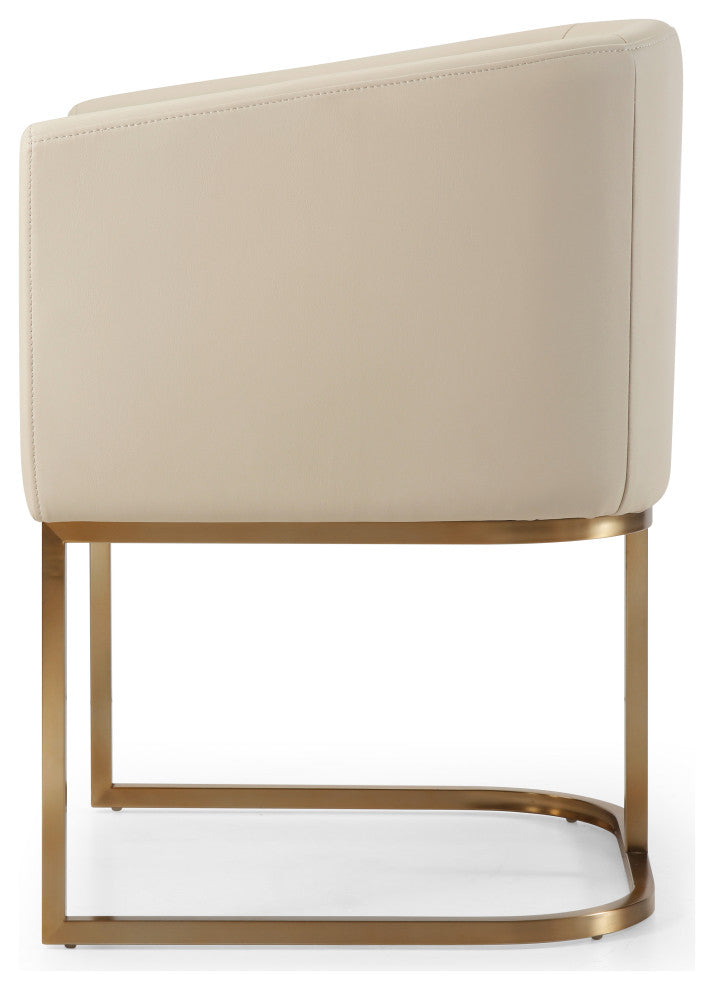Modrest Yukon Modern Beige Bonded and Antique Brass Dining Chair