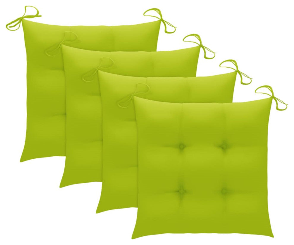 Vidaxl Garden Chairs, Set of 4, With Bright Green Cushions Solid Teak Wood