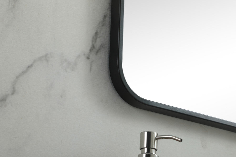 Elegant Decor Soft Corner Metal Square Mirror 24X24" in Black
