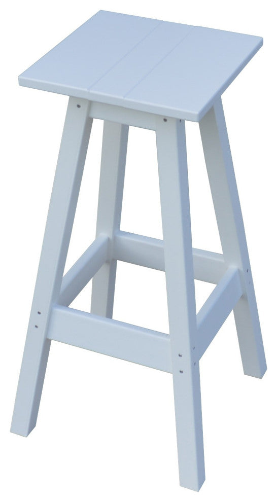 Poly Lumber Bar Stool, White, Bar Height, Square