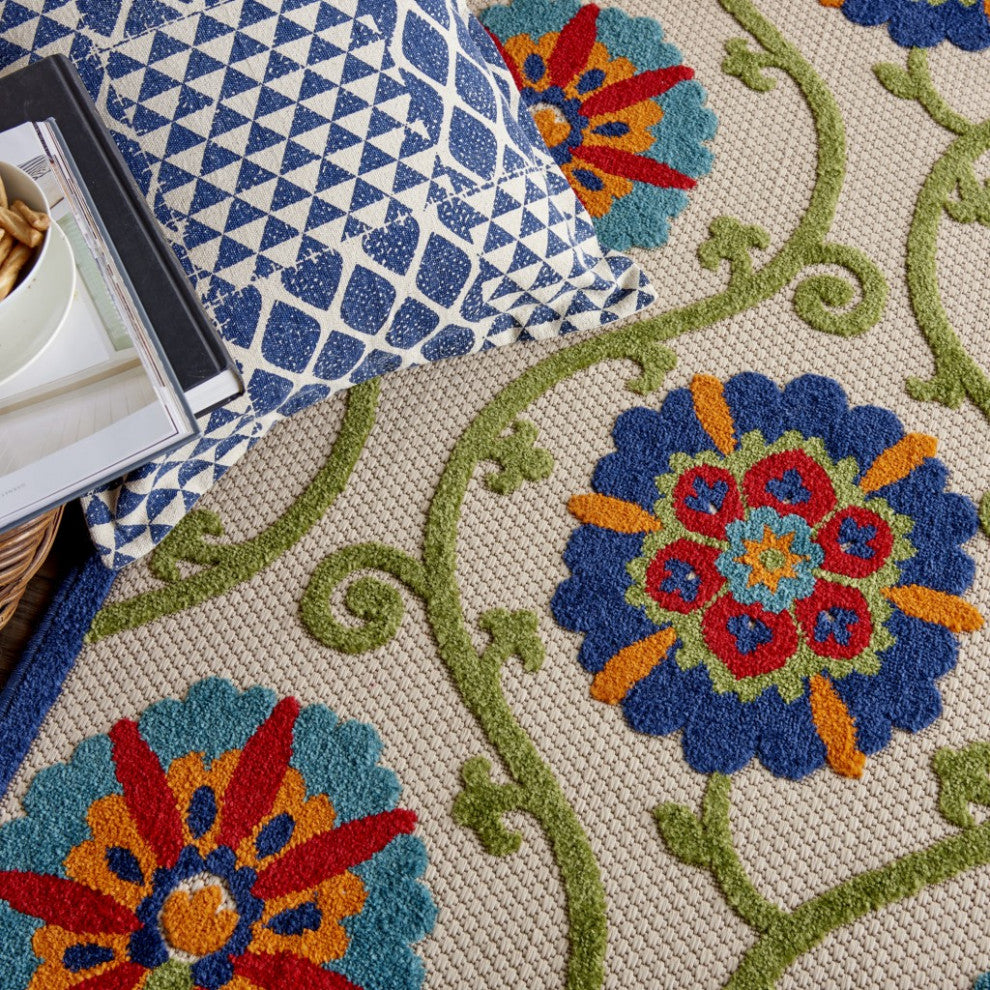 6 x 9 Blue Vines Indoor Outdoor Area Rug
