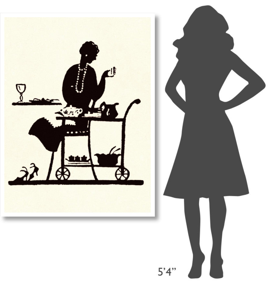 "Homemaker Takes Items From a Serving Cart" Print by Maxfield Parrish, 38"x50"
