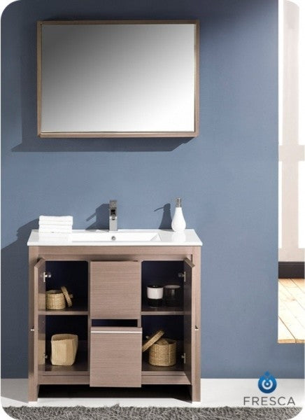 Fresca Allier 36" Gray Oak Modern Bathroom Vanity With Mirror