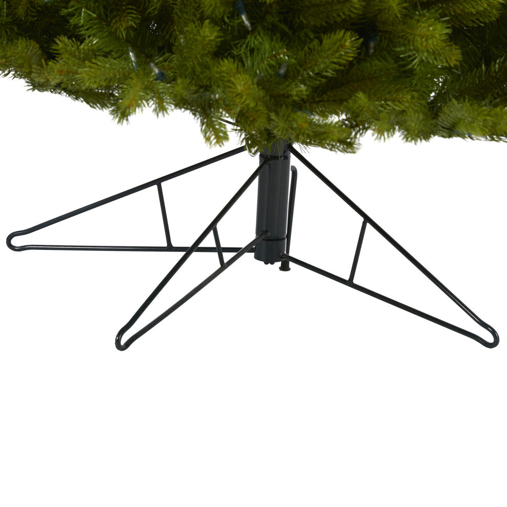 7' Cambridge Spruce Flat Back Faux Xmas Tree W/500 White, Multifunction Lights