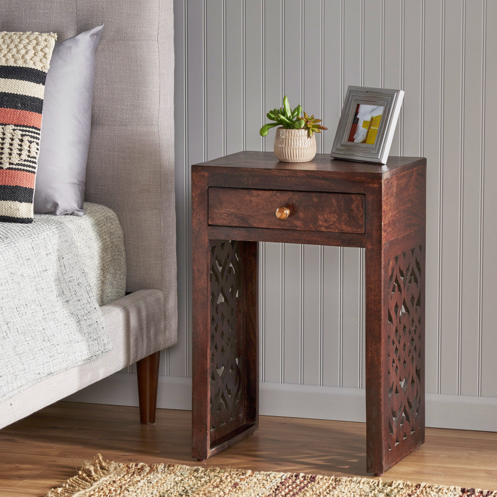 Concordia Traditional Handcrafted Mango Wood Bedside Table