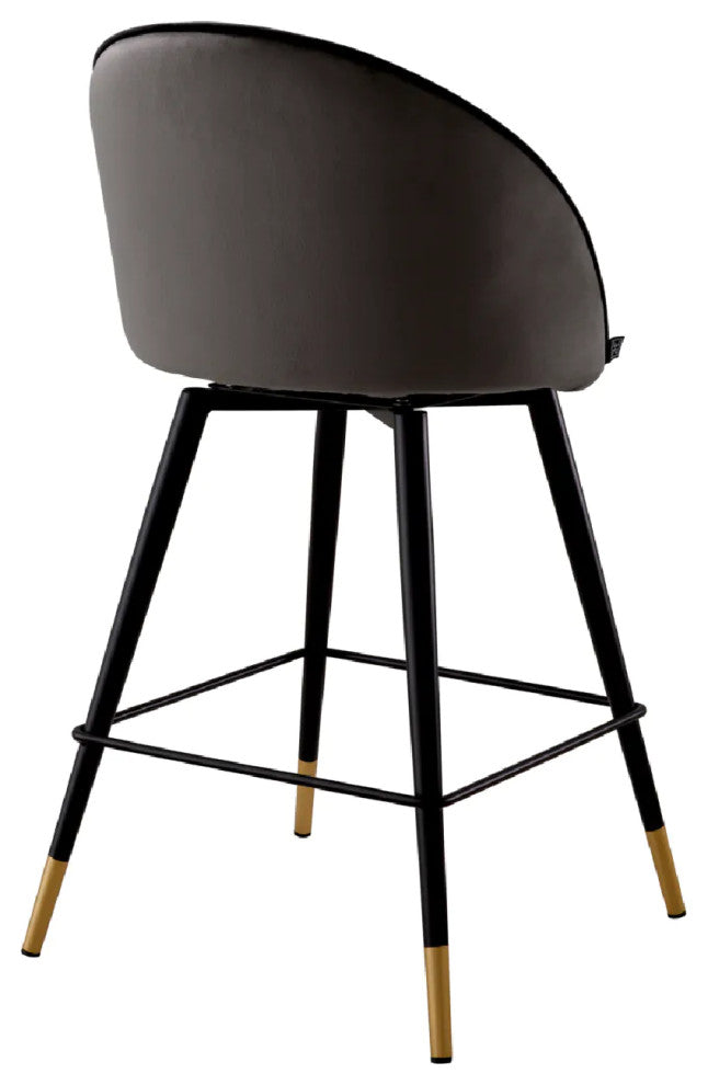 Swivel Counter Stools, Set of 2, Eichholtz Cooper, Black