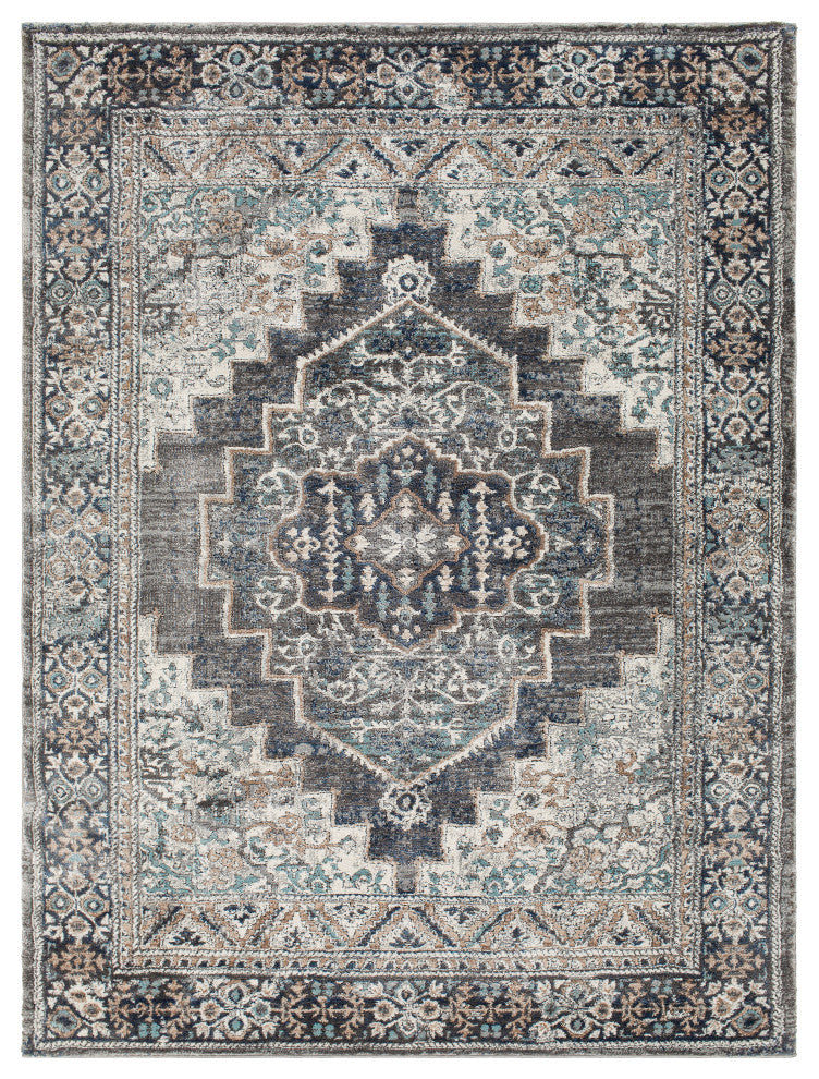 Surya Montana MTN-2307 Machine Woven Area Rug, Charcoal, 6'7" x 9'