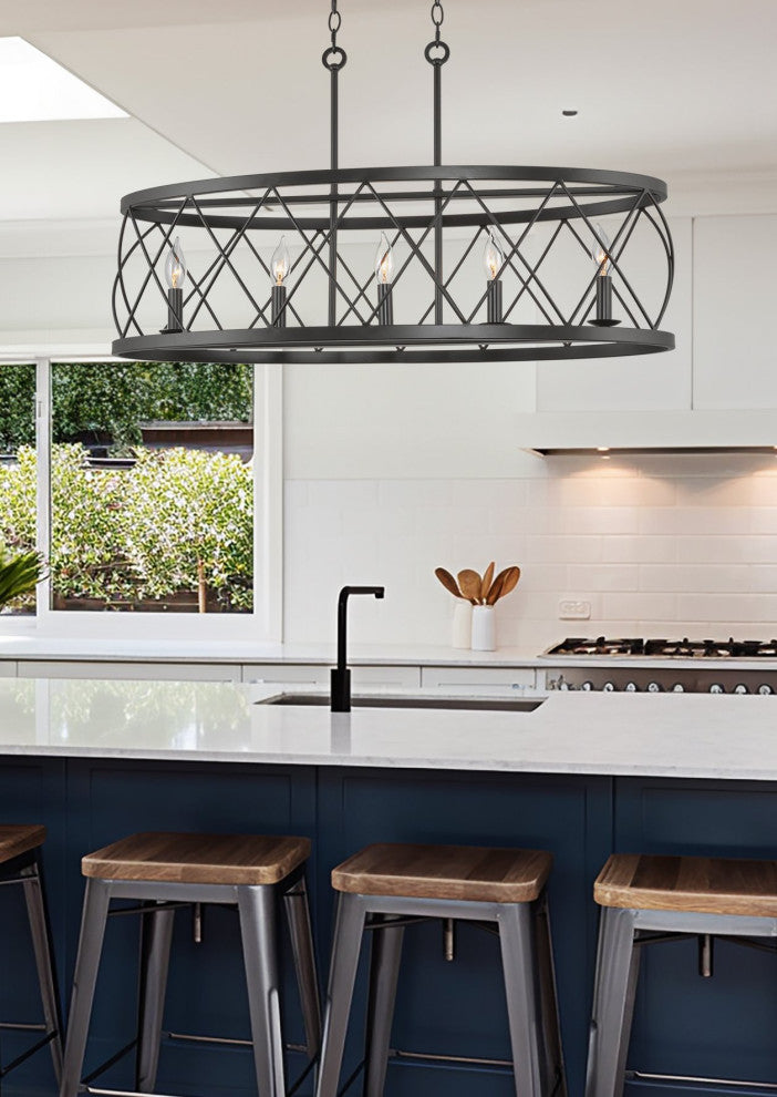 Kira Home Eleanor 33" Kitchen Island Light, Adjustable Height, Dark Oil-Rubbed