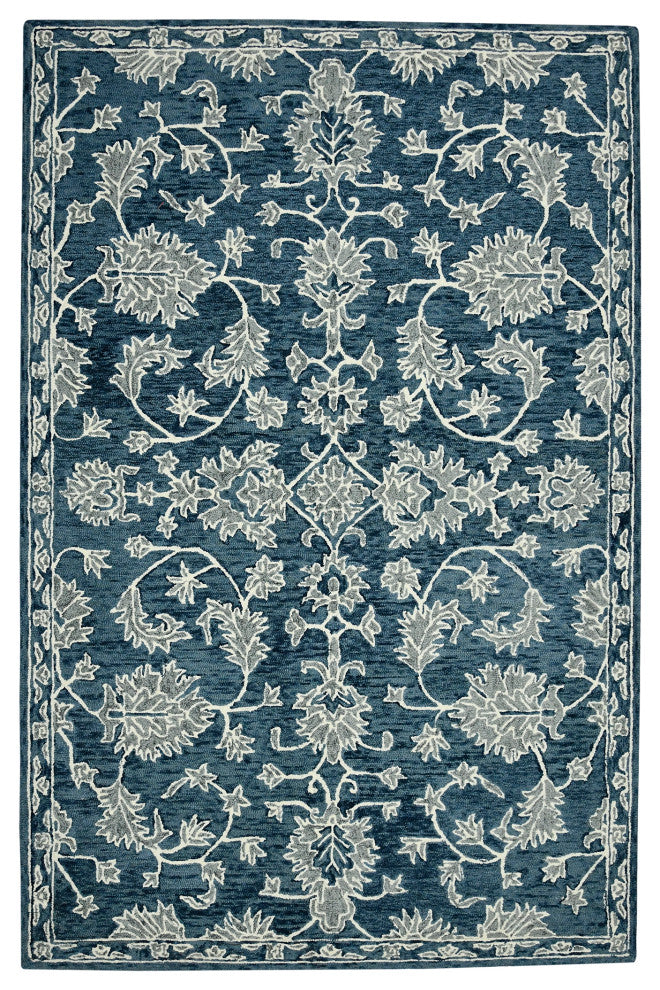 Romania Hope Area Rug, Navy, 2'' x 3'', Floral
