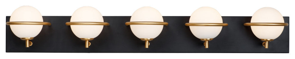 Maxim 21605 Revolve 5 Light 34"W LED Bathroom Vanity Light - Black / Gold /