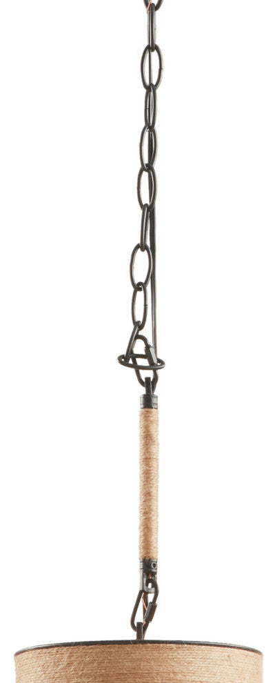 INK+IVY Orion Handmade Wrapped Hemp Rope Pendant, Natural/Black