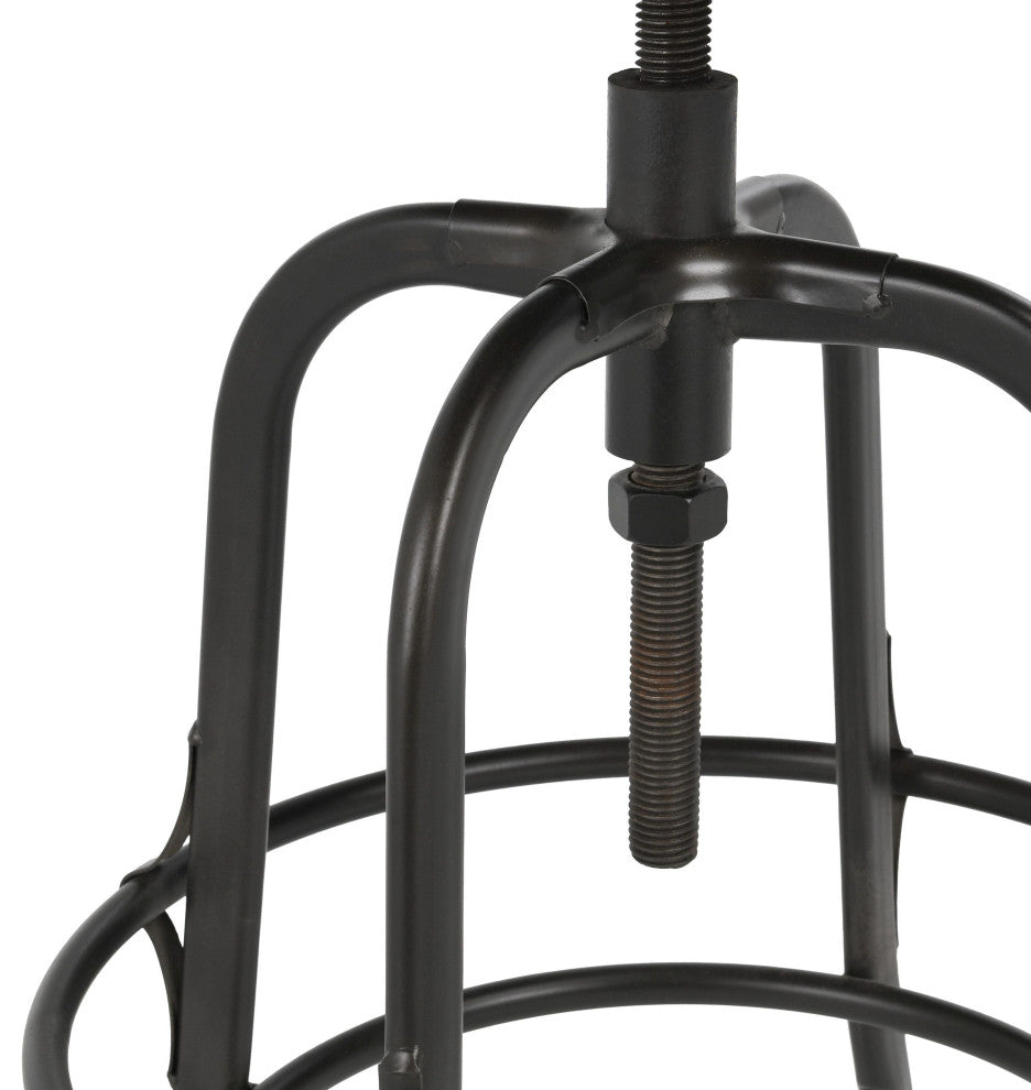 Piper Adjustable Counter Stool, Black Base, Natural Brown Top