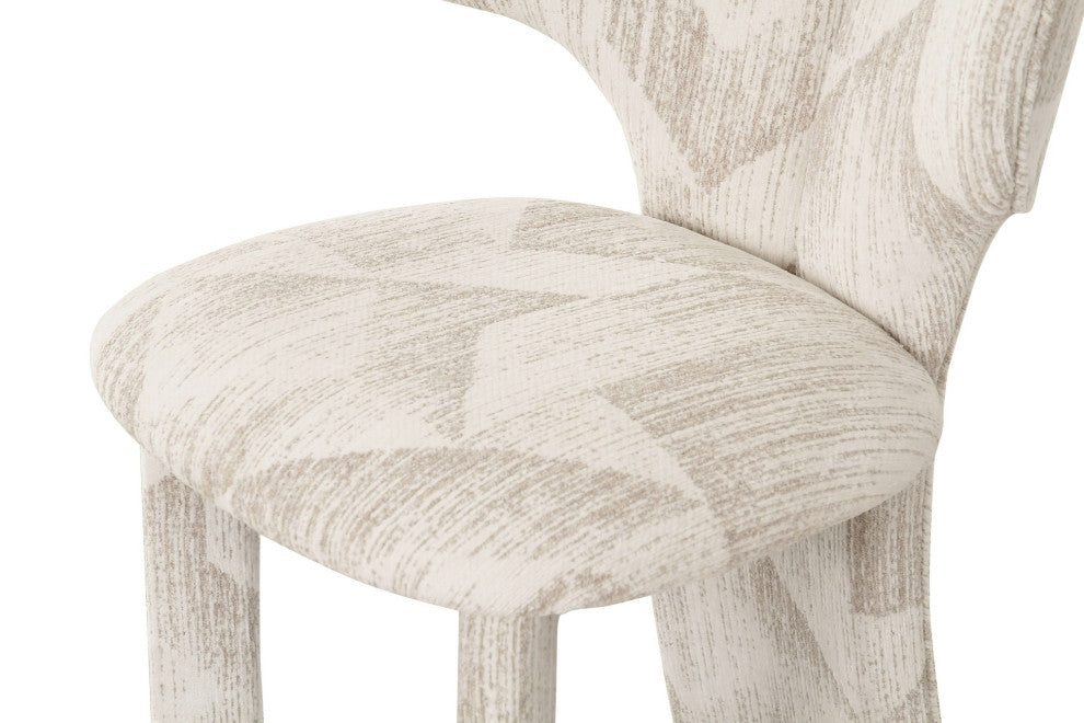 Modrest Masuda Modern Beige Pattern Fabric Dining Chair, Set of 2