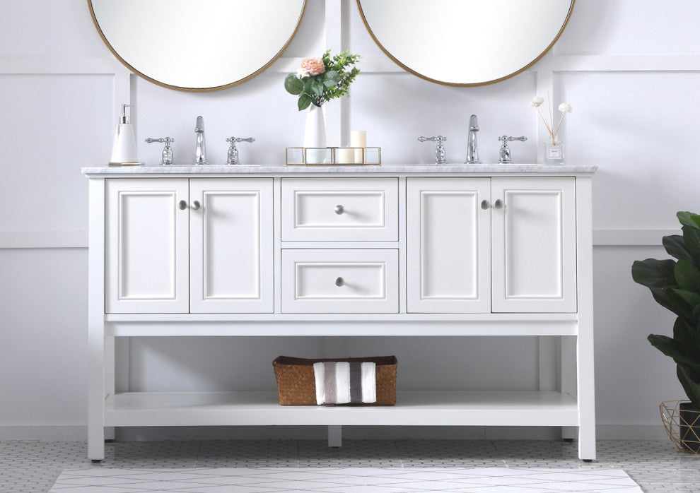 Home Living 60" Double Sink Bathroom Vanity Set, White