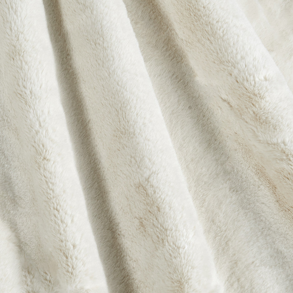 Fox Faux Fur Throw Blanket, Gardenia, 60''x80''