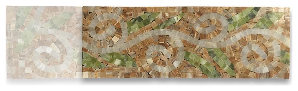 Marble Mosaic Border Listello Tile Garden Onyx 4.7x13.4 Polished, 1 piece