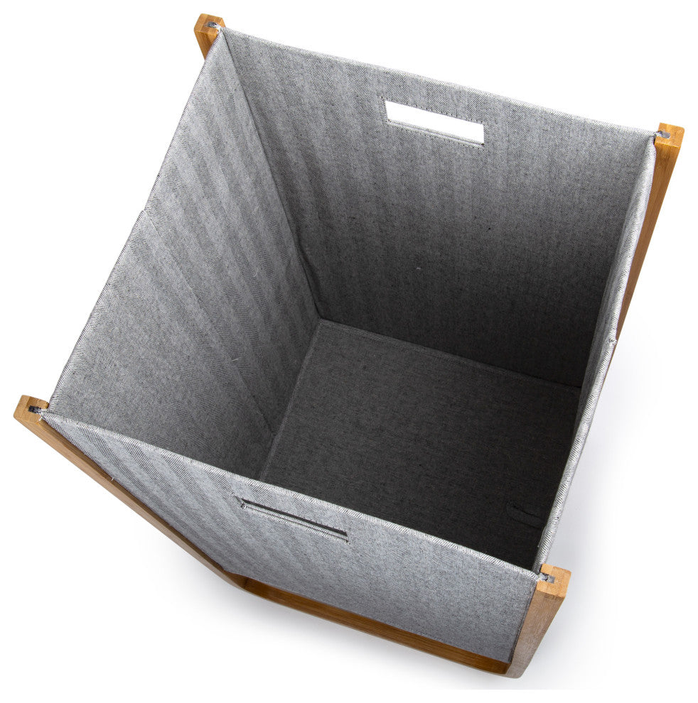 Modern and Sleek Woven Paper and Bamboo Grey Laundry Hamper