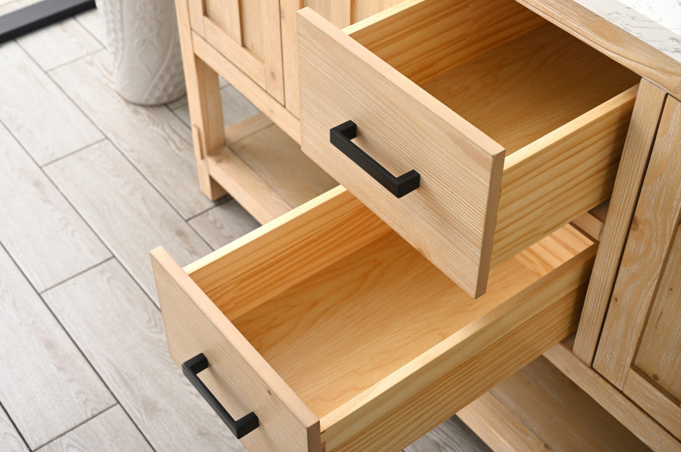 Harvey Farmhouse Bathroom Sink Vanity - Teak White, 60"