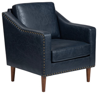 Navy Faux Leather Upholstered Accent Chair