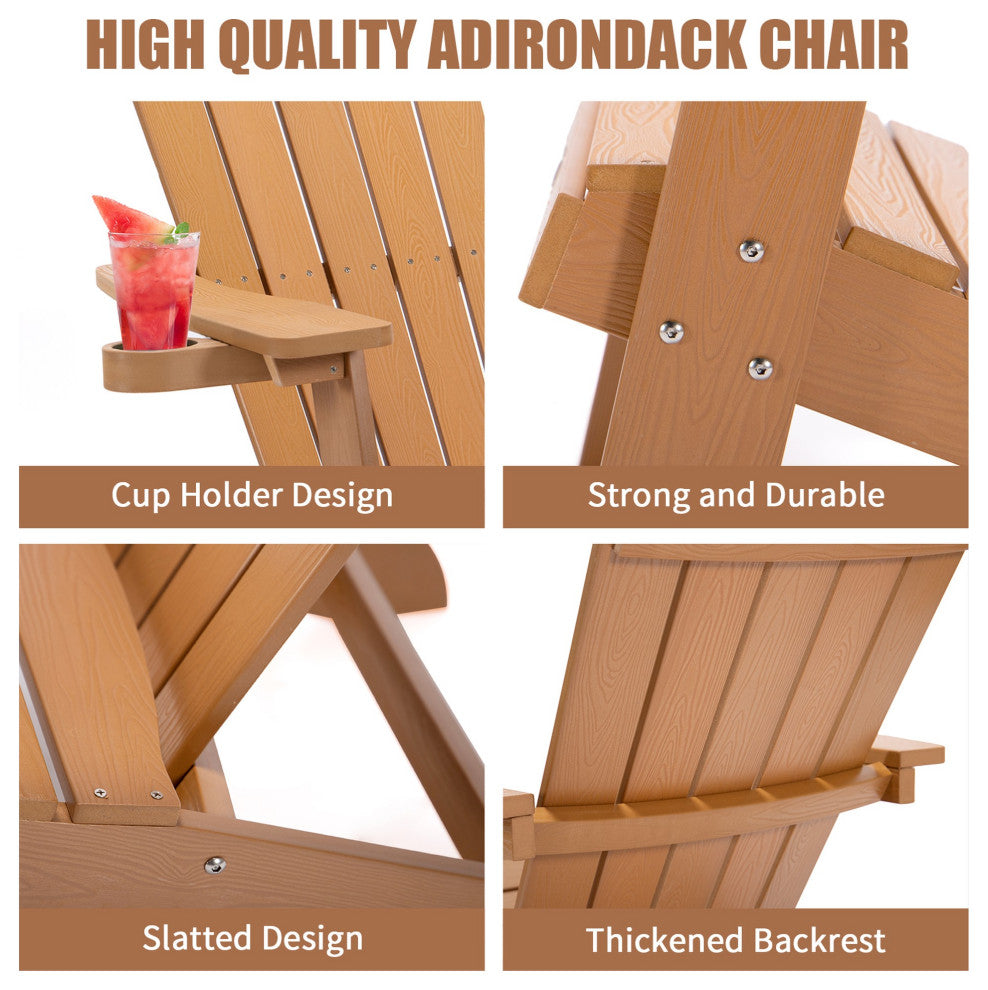 Outdoor Furniture Plastic Wood Adirondack Chair With Cup Holder