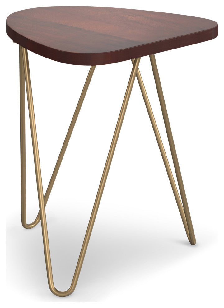 Patrice Metal and Wood Accent Table, Dark Brown, 18"