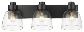 Golden Lighting 0314-BA3 CLR Remy 3 Light 7"W Vanity Light - Matte Black